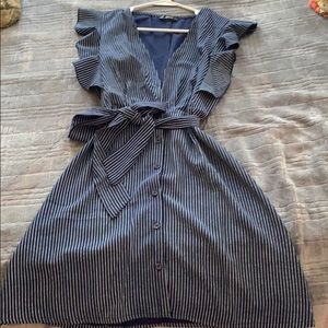 Navy and White Striped Dress